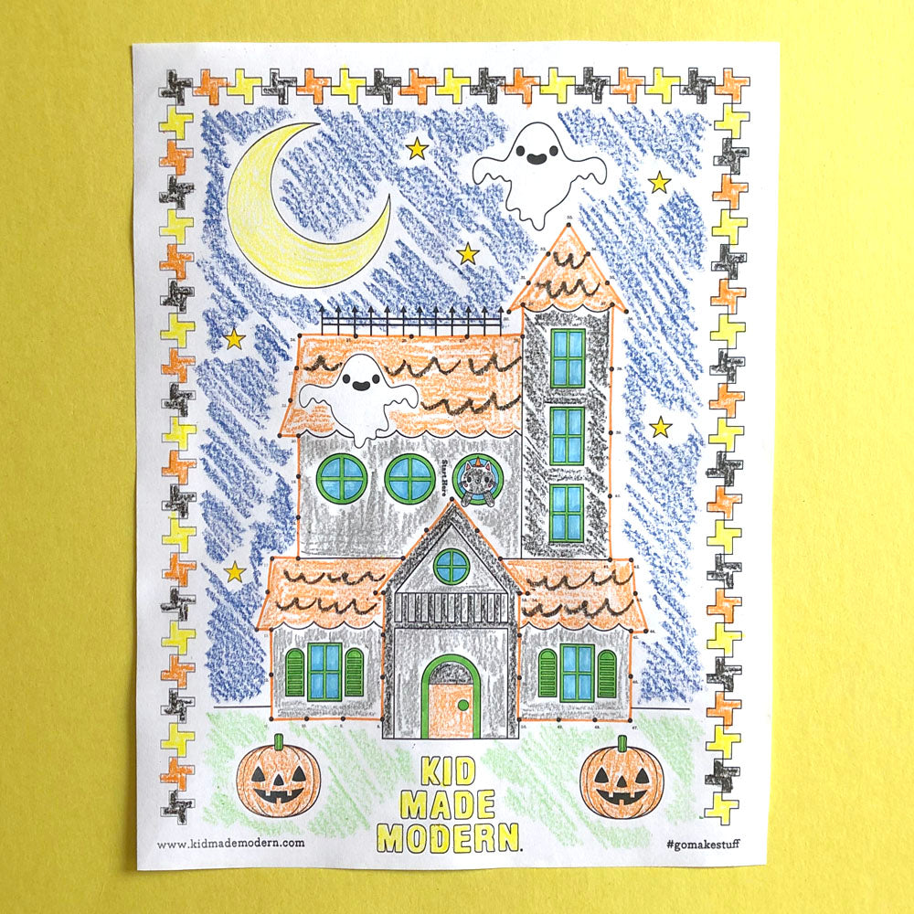 Free Haunted House Connect-the-Dots Coloring Page