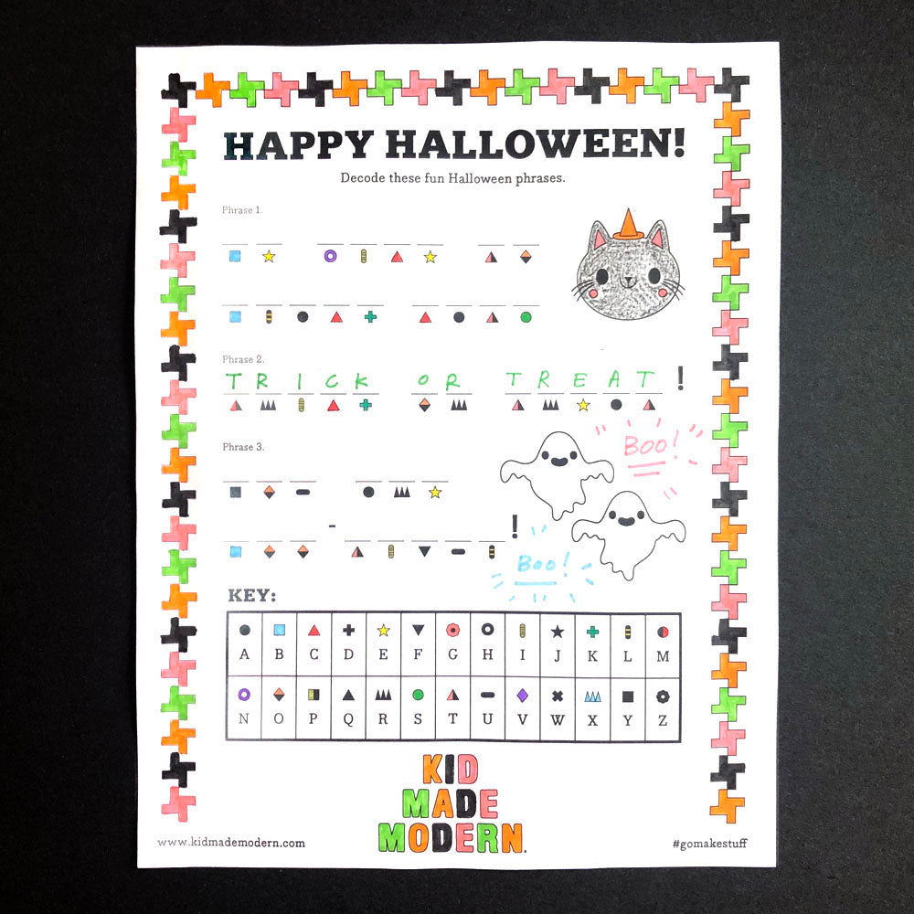 Free Halloween Decoder Activity Page – Kid Made Modern