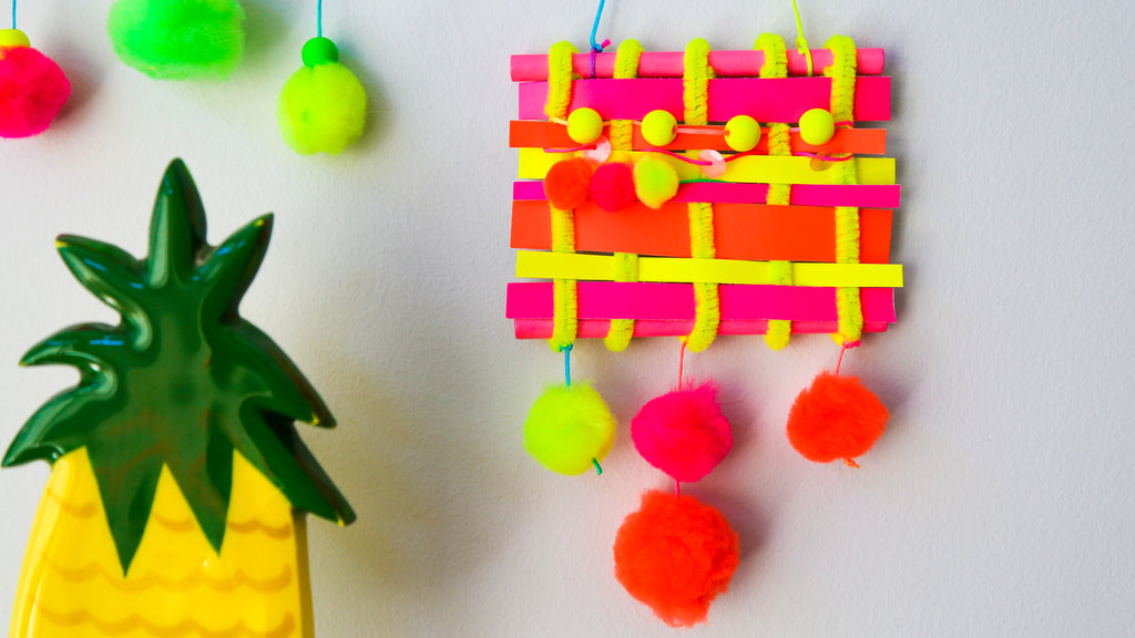 DIY Neon Woven Wall Hangings Craft for Kids