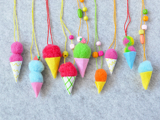 Pom Pom Ice Cream Necklaces