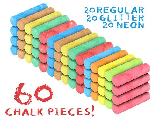 Kid Made Modern 60 count Vairiety Pack of Sidewalk Chalk 3 packs of 20 count Sidewalk Chalk